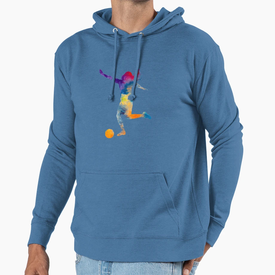 Soccer Player 07 Watercolor Hoodie - Trendy Graphic for Adults - T-Shirt, Sweatshirt, Hoodie