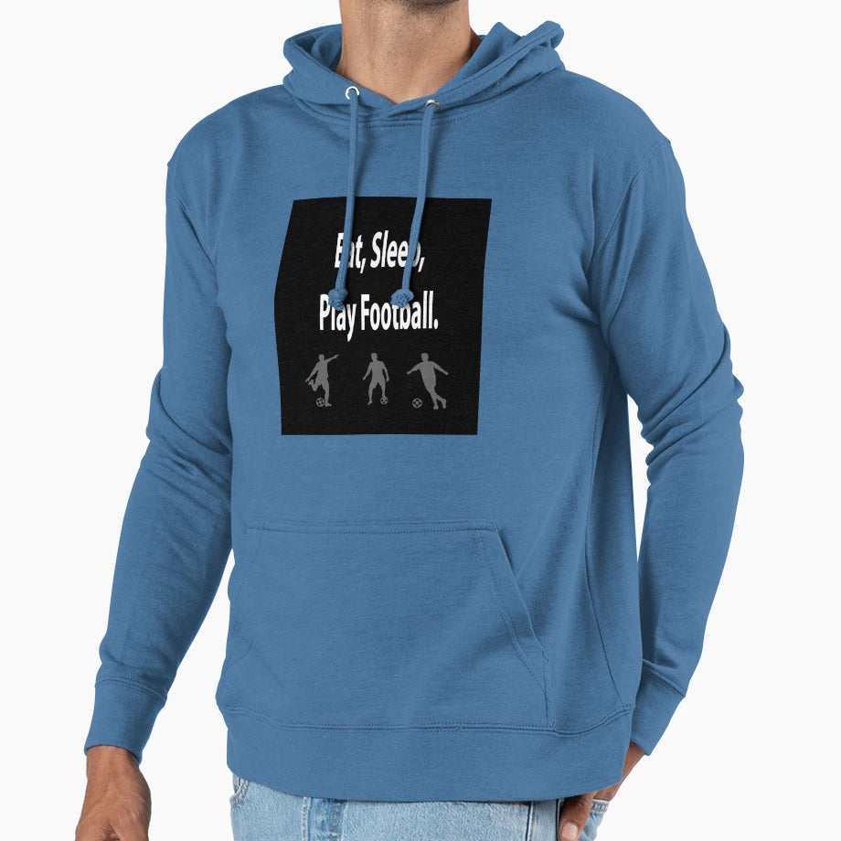 Eat Sleep Play Football Hoodie - Trendy Graphic for Adults - T-Shirt, Sweatshirt, Hoodie
