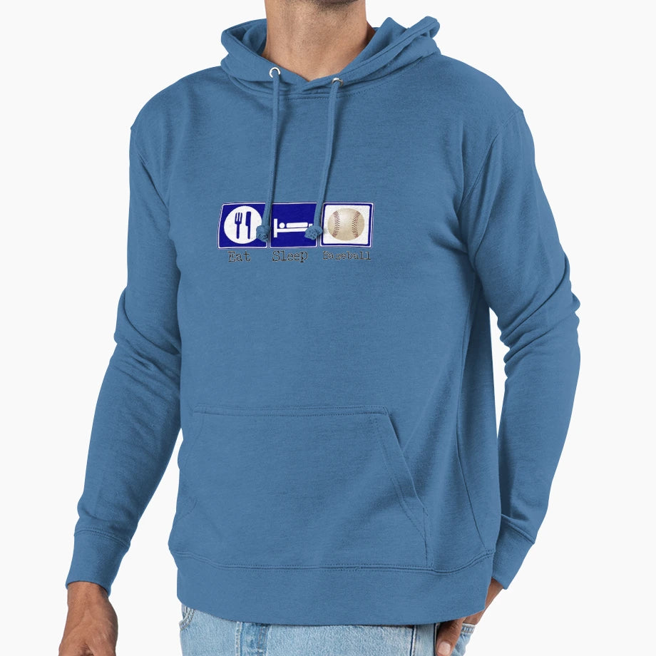 Eat Sleep Baseball Hoodie - Unique Graphic Men Women - T-Shirt, Sweatshirt, Hoodie