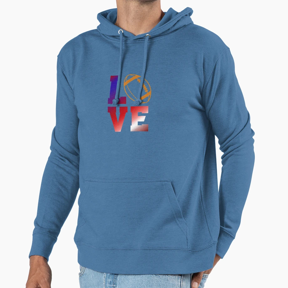Love Football American Football Hoodie - Fun Novelty Design Men Women - T-Shirt, Sweatshirt, Hoodie