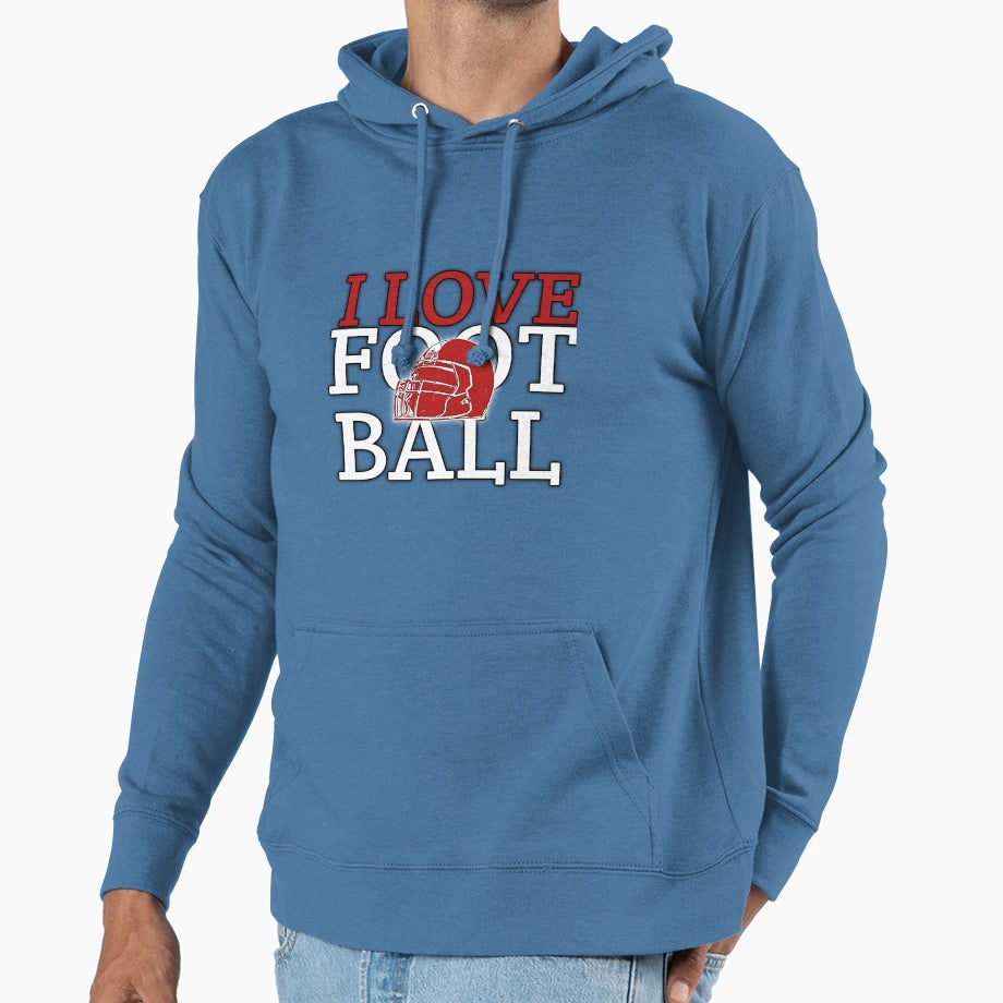 I Love Football Hoodie - Custom Art Print Unisex - T-Shirt, Sweatshirt, Hoodie