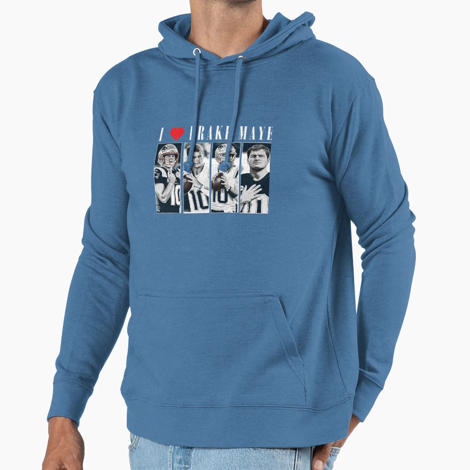 I Love Drake Maye New England Patriots Hoodie - Novelty Apparel Men Women - T-Shirt, Sweatshirt, Hoodie