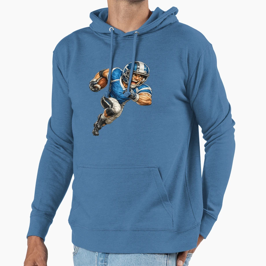 Football Player Cartoon Hoodie - Novelty Apparel Men Women - T-Shirt, Sweatshirt, Hoodie