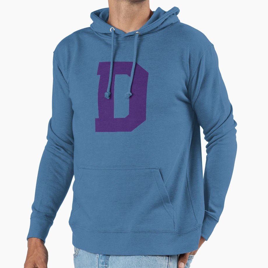 Alphabet Purple D Sports Letter D Hoodie - Aesthetic Graphic Unisex - T-Shirt, Sweatshirt, Hoodie