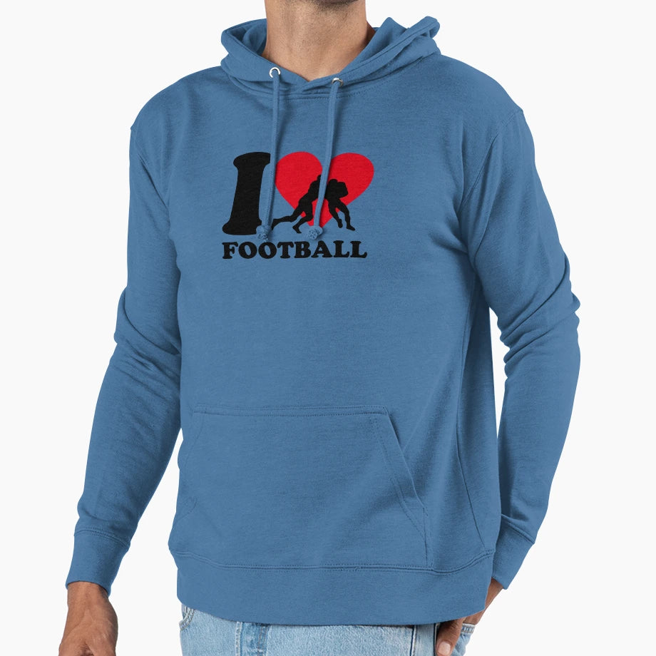 I Love Football Hoodie - Trendy Graphic Men Women - T-Shirt, Sweatshirt, Hoodie