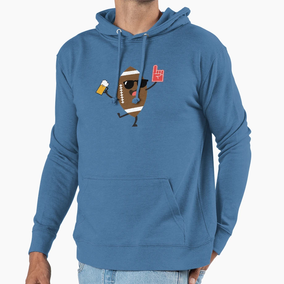 Beer Drinking Football Hoodie - Unique Graphic Unisex - T-Shirt, Sweatshirt, Hoodie