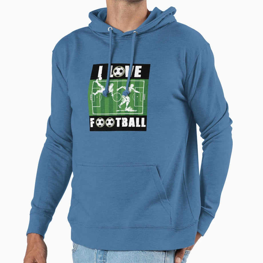 I Love Football Hoodie - Trendy Graphic Unisex - T-Shirt, Sweatshirt, Hoodie