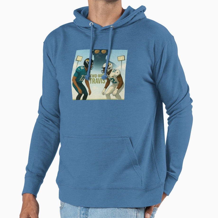 Travis Hunter Two Way Travis Hoodie - Fun Novelty Design for Adults - T-Shirt, Sweatshirt, Hoodie