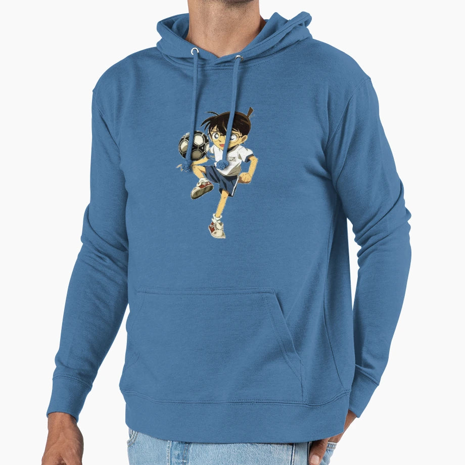 Conan Playing Football Hoodie - Trendy Graphic for Adults - T-Shirt, Sweatshirt, Hoodie