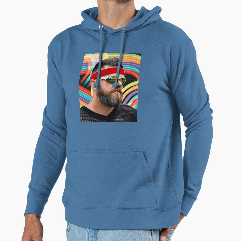 Bearded 80S Headband Hoodie - Novelty Apparel Men Women - T-Shirt, Sweatshirt, Hoodie