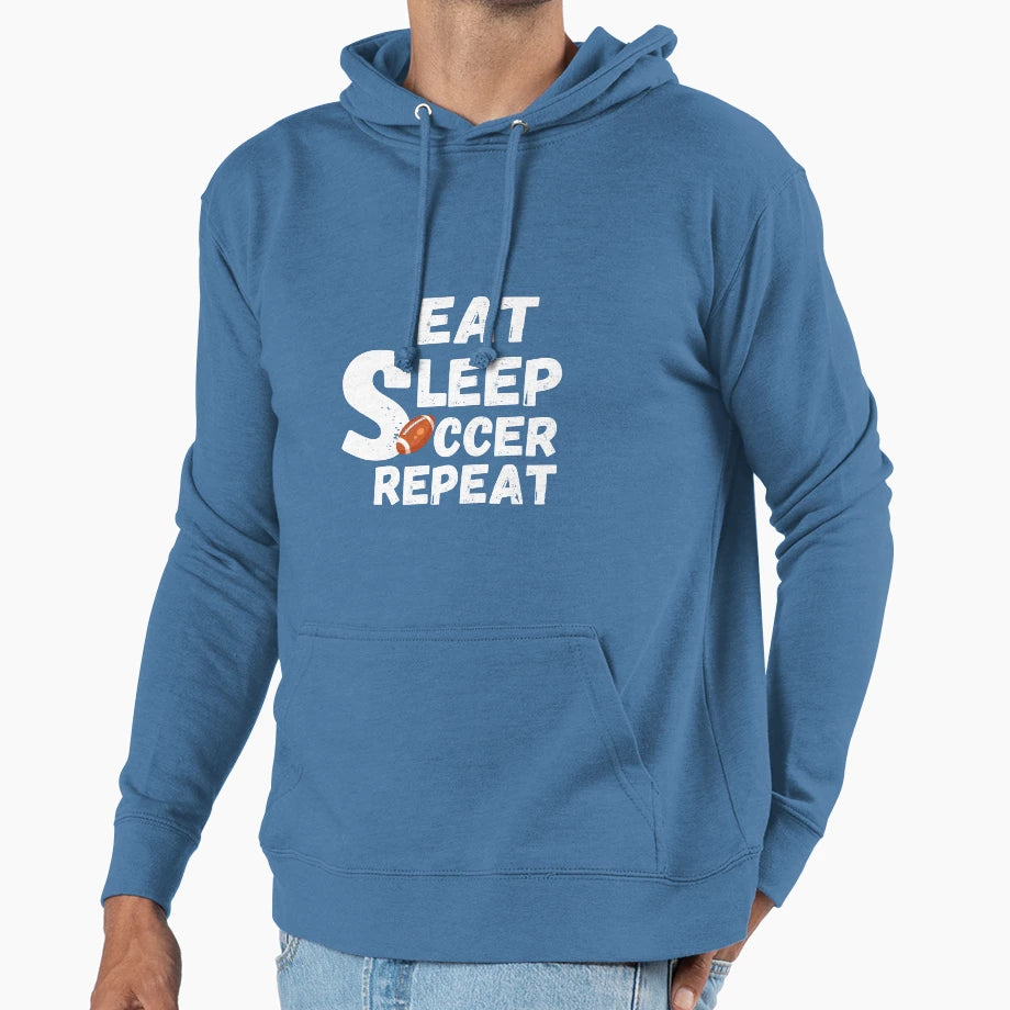 Eat Sleep Football Repeat T-Shirt - Minimalist Print for Adults - T-Shirt, Sweatshirt, Hoodie