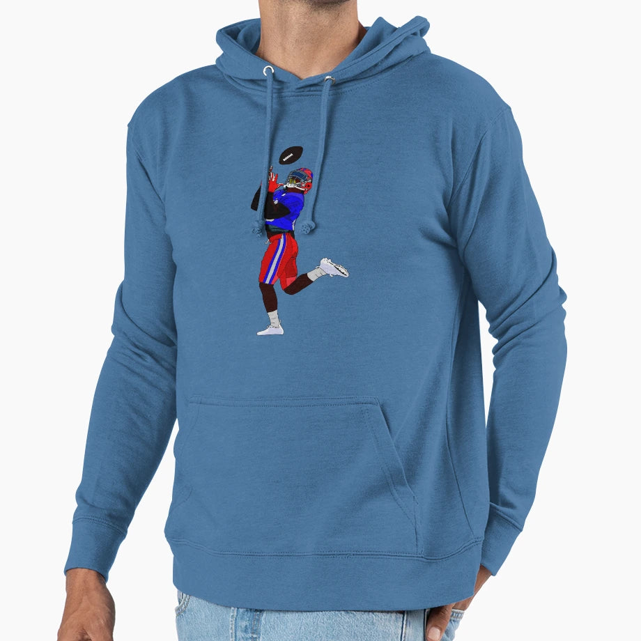 Over Shoulder Football Catch Hoodie - Aesthetic Graphic for Adults - T-Shirt, Sweatshirt, Hoodie