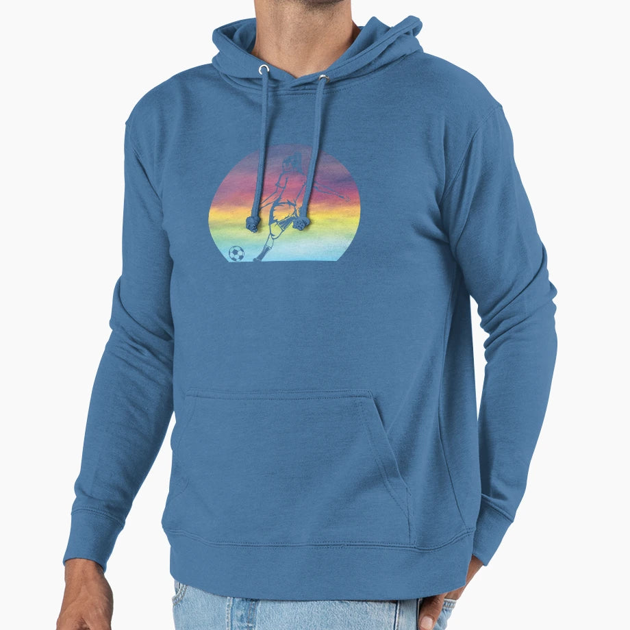 Womens Soccer Silhouette Sunset Hoodie - Casual Everyday Wear Men Women - T-Shirt, Sweatshirt, Hoodie
