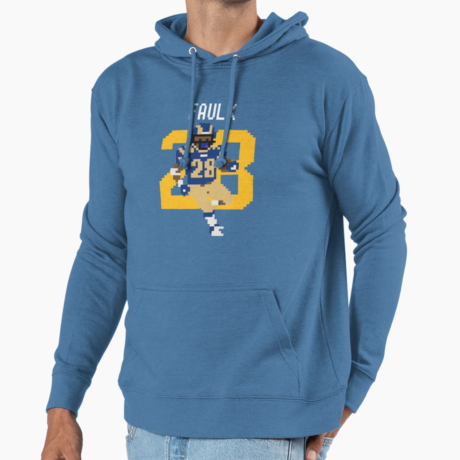 Marshall Faulk 28 Pixel Art St Louis Hoodie - Custom Art Print Men Women - T-Shirt, Sweatshirt, Hoodie