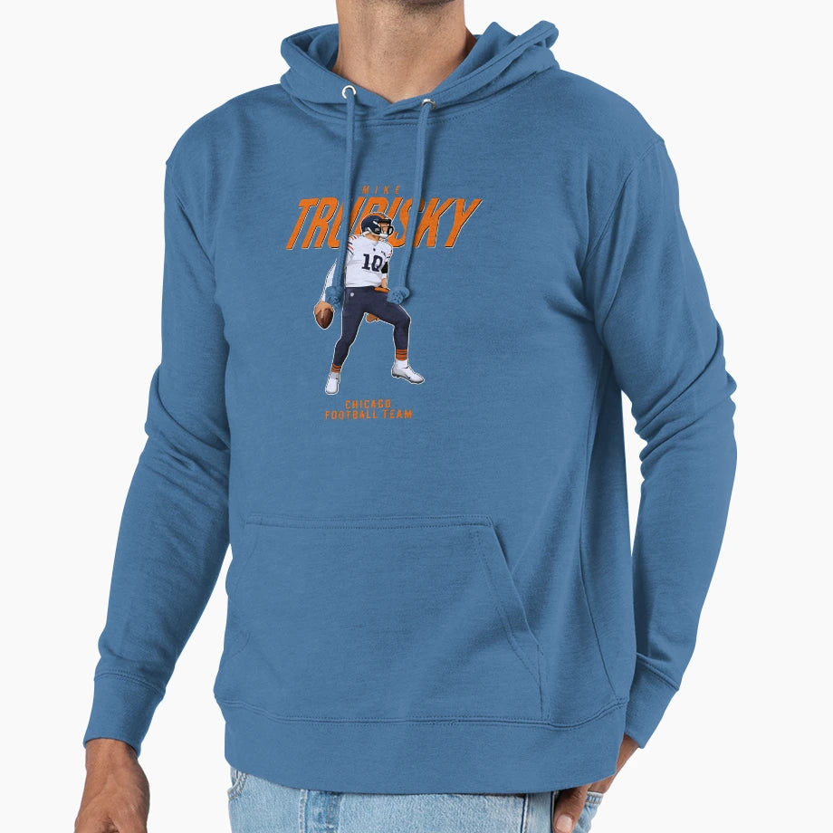 Mitchell Trubisky 10 Chicago Football Hoodie - Novelty Apparel for Adults - T-Shirt, Sweatshirt, Hoodie