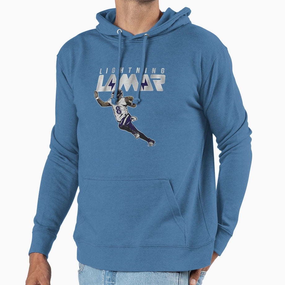 Lighting Lamar Baltimore Ravens Hoodie - Minimalist Print Unisex - T-Shirt, Sweatshirt, Hoodie