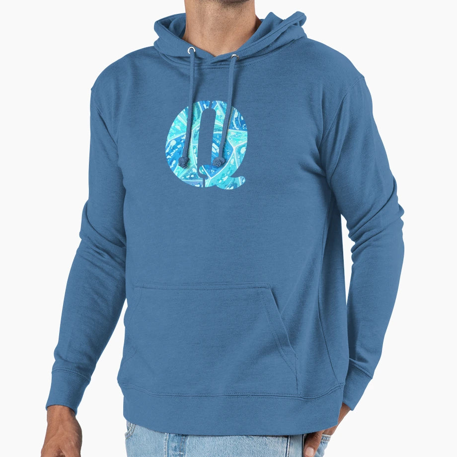 Ocean Crystal Letter Q Hoodie - Streetwear Style Men Women - T-Shirt, Sweatshirt, Hoodie