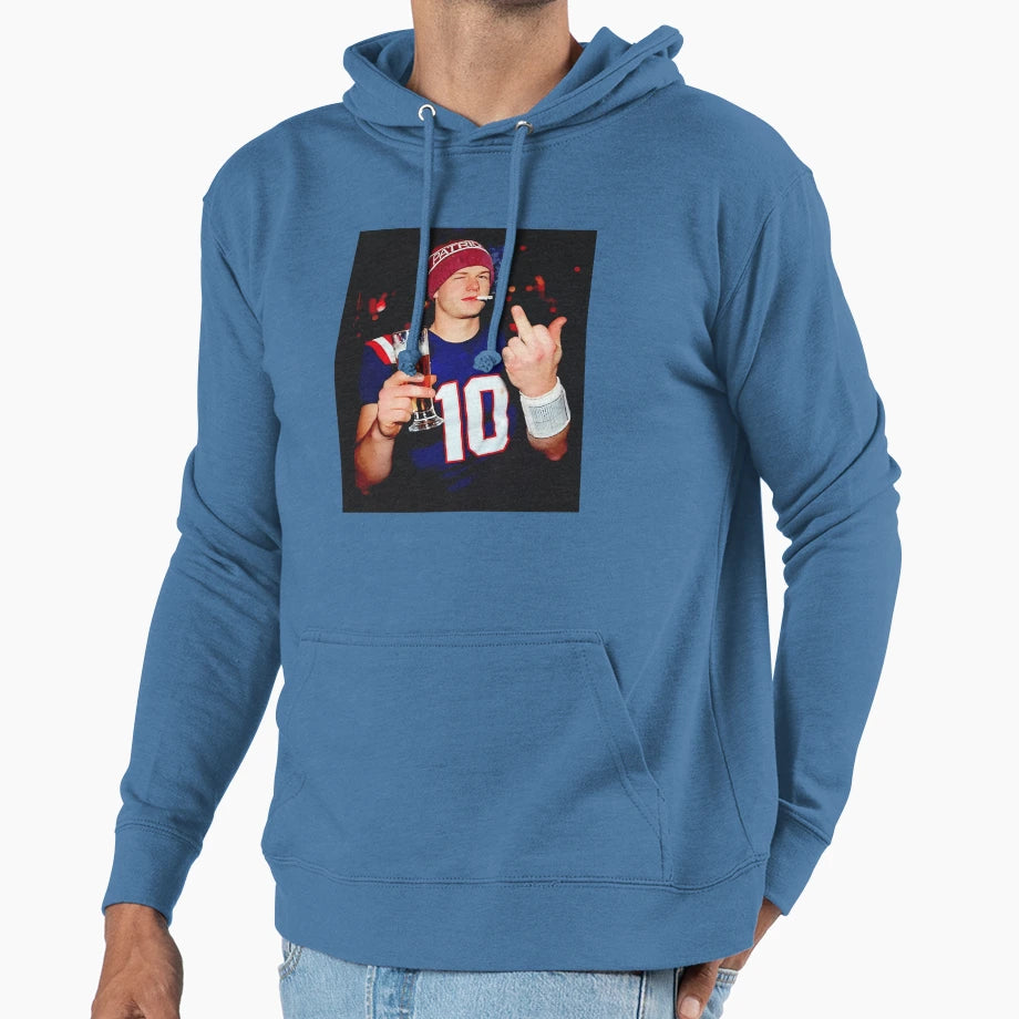 Drake Maye Smoking Middle Finger Hoodie - Unique Graphic Men Women - T-Shirt, Sweatshirt, Hoodie