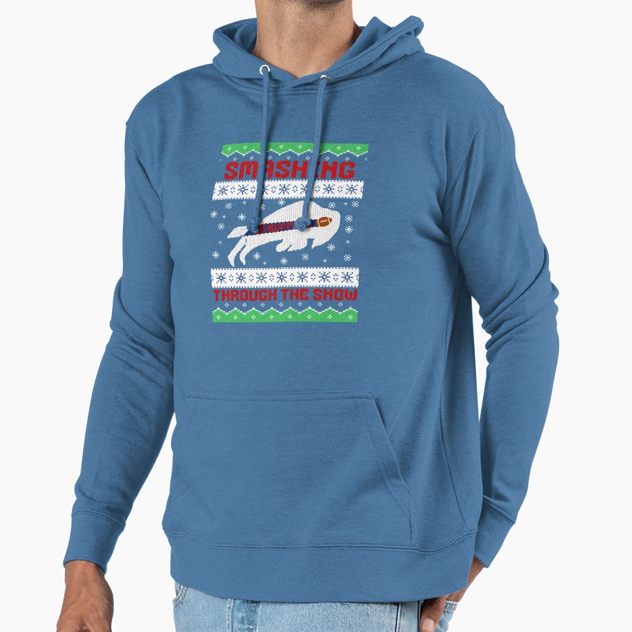 Smashing Through Snow Buffalo Football Hoodie - Custom Art Print Men Women - T-Shirt, Sweatshirt, Hoodie