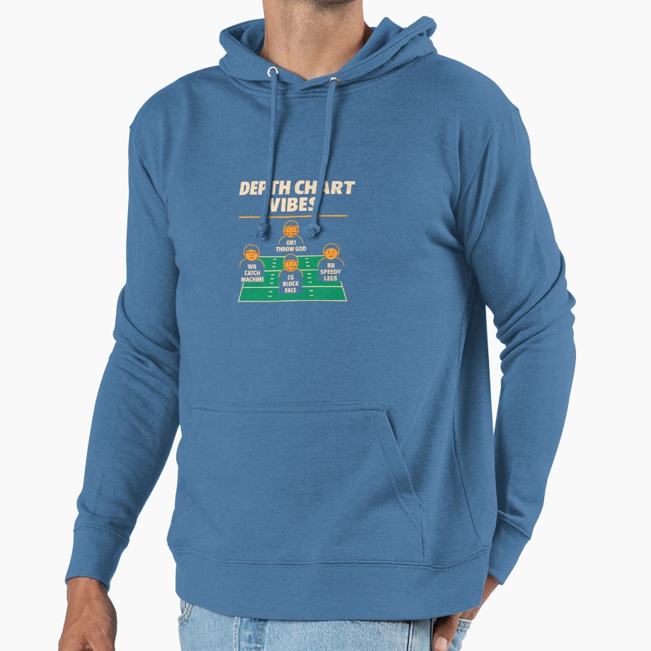 Depth Chart Vibes Funny Football Meme Hoodie - Custom Art Print for Adults - T-Shirt, Sweatshirt, Hoodie
