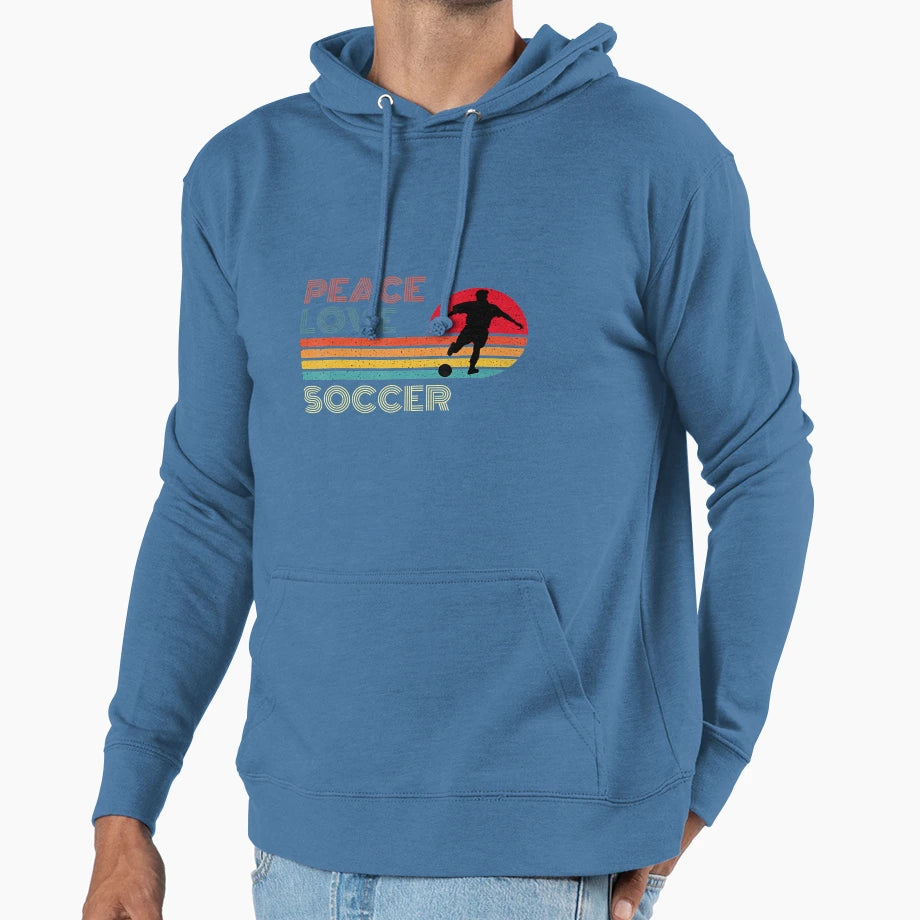 Peace Love Soccer Striped Sunset Sport Hoodie - Custom Art Print for Adults - T-Shirt, Sweatshirt, Hoodie