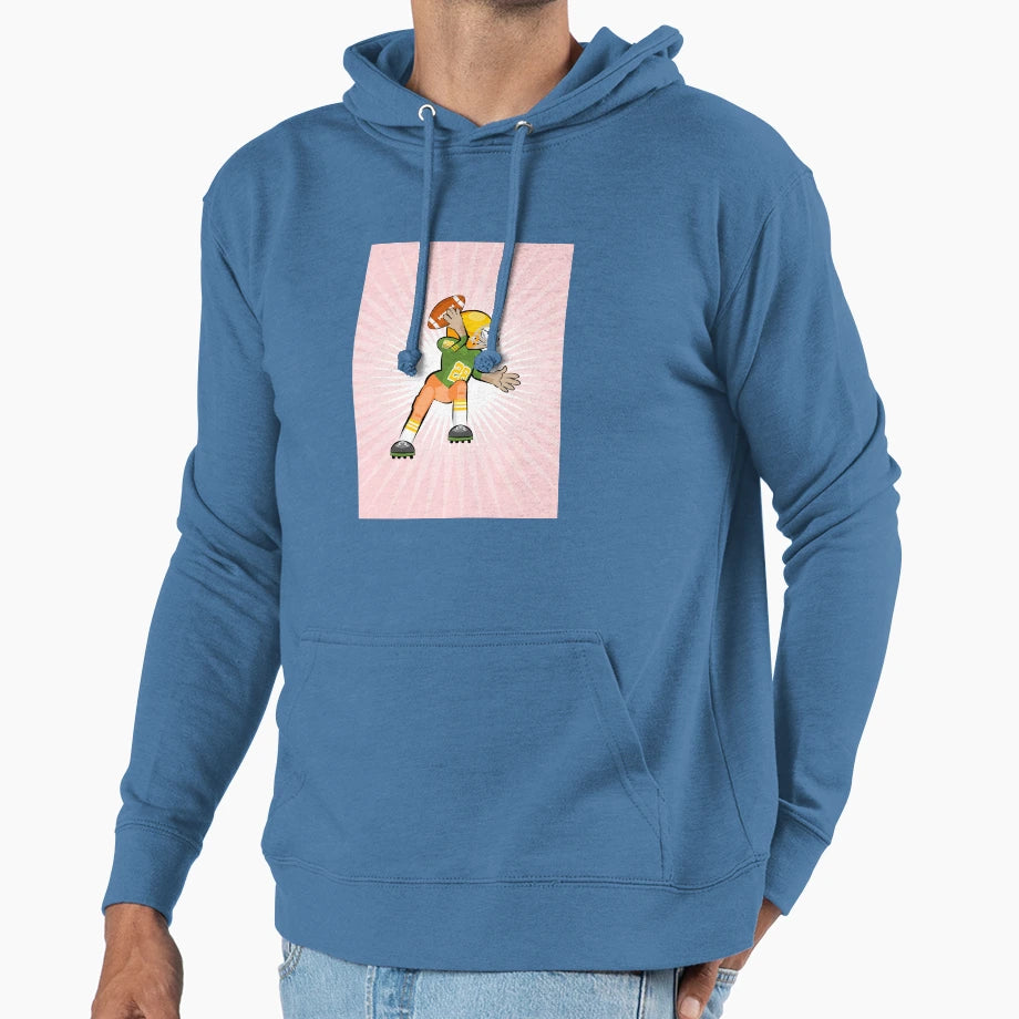 American Football Player Making Pass Hoodie - Aesthetic Graphic for Adults - T-Shirt, Sweatshirt, Hoodie
