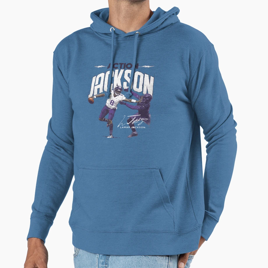 Lamar Baltimore Action Hoodie - Casual Everyday Wear Men Women - T-Shirt, Sweatshirt, Hoodie