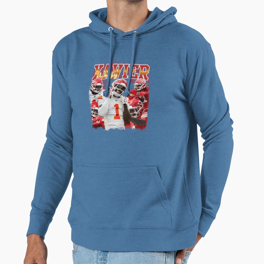 Xavier Worthy Football Star Collage Hoodie - Custom Art Print Unisex - T-Shirt, Sweatshirt, Hoodie