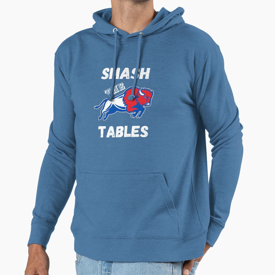 Smash Tables Hoodie - Fun Novelty Design for Adults - T-Shirt, Sweatshirt, Hoodie