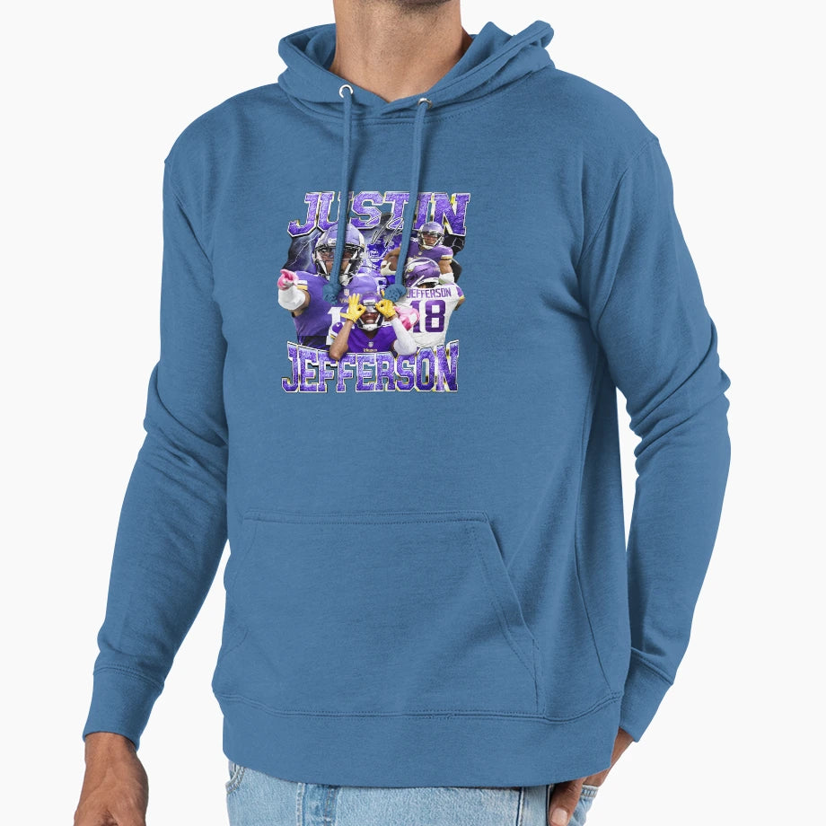 Justins Jeffersons Football Player Hoodie - Streetwear Style Men Women - T-Shirt, Sweatshirt, Hoodie