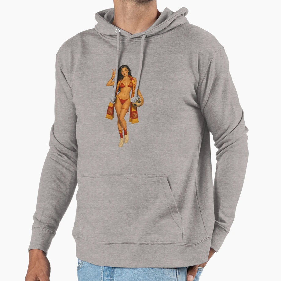 Football Fan Pinup Soccer Celebration Hoodie - Novelty Apparel for Adults - T-Shirt, Sweatshirt, Hoodie