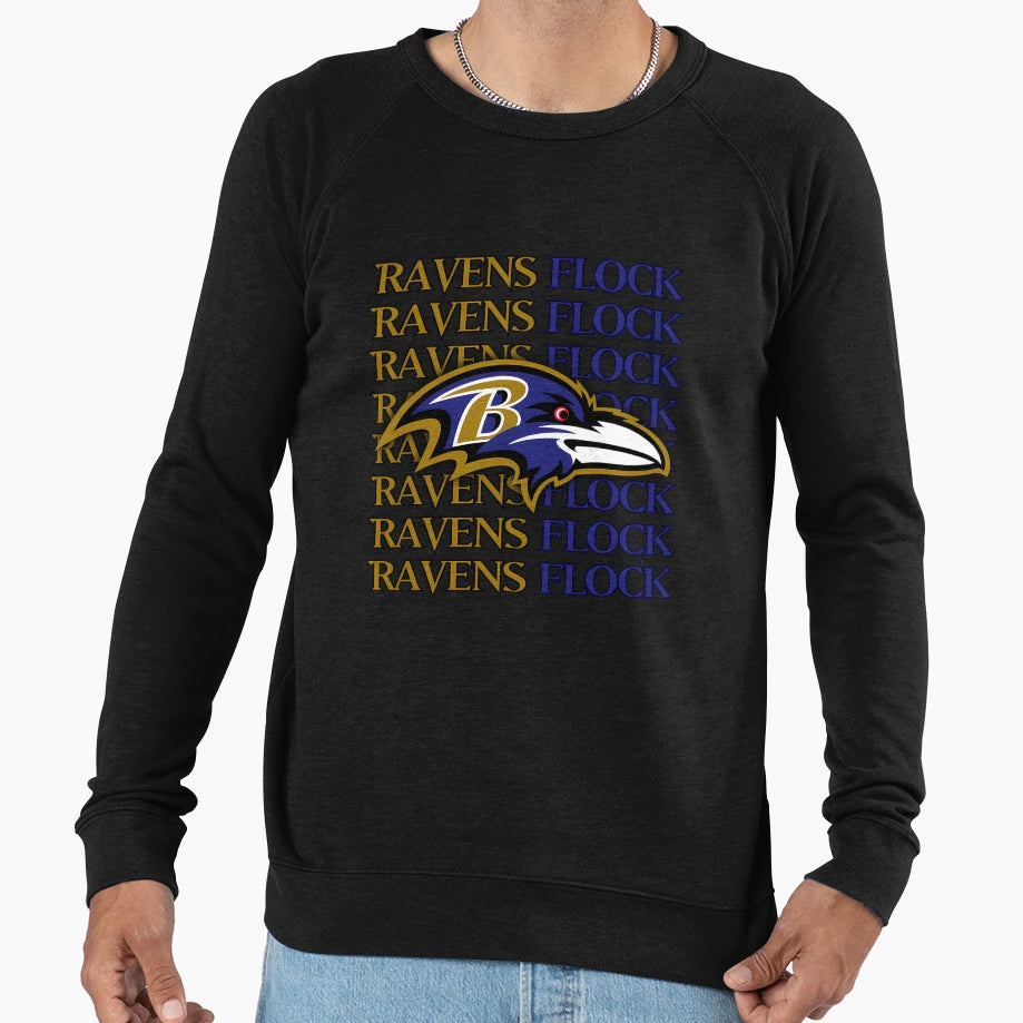 Baltimore Ravens Head Ravens Flock Sweatshirt - Graphic Print for Adults - T-Shirt, Sweatshirt, Hoodie
