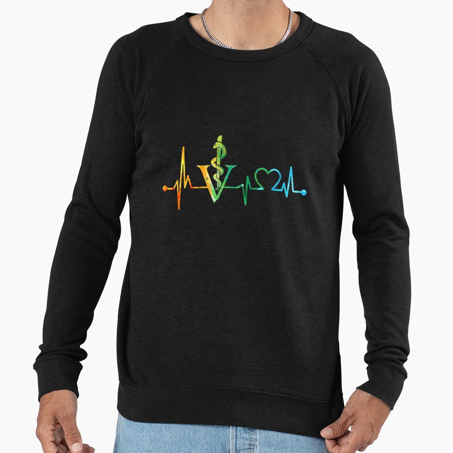 Veterinarian Heartbeat Watercolor Sweatshirt - Unique Graphic for Adults - T-Shirt, Sweatshirt, Hoodie