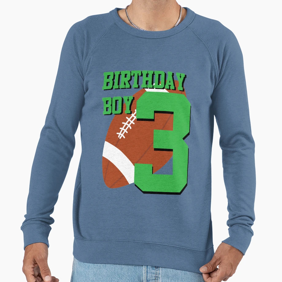 3Rd Birthday Football Art 3 Year Sweatshirt - Unique Graphic for Adults - T-Shirt, Sweatshirt, Hoodie