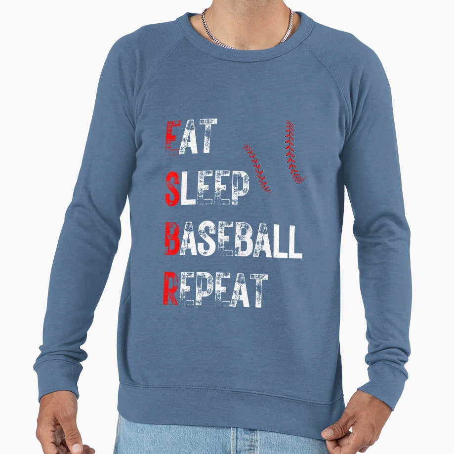 Eat Sleep Baseball Repeat Sweatshirt - Minimalist Print Men Women - T-Shirt, Sweatshirt, Hoodie
