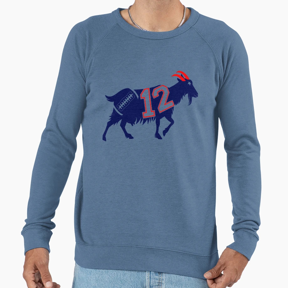 New England Football Goat 12 Sweatshirt - Custom Art Print for Adults - T-Shirt, Sweatshirt, Hoodie