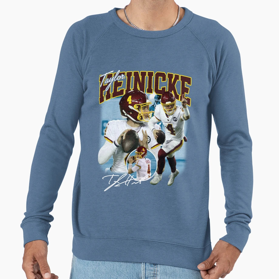 Taylor Heinicke Football Signature 80S Sweatshirt - Trendy Graphic Unisex - T-Shirt, Sweatshirt, Hoodie