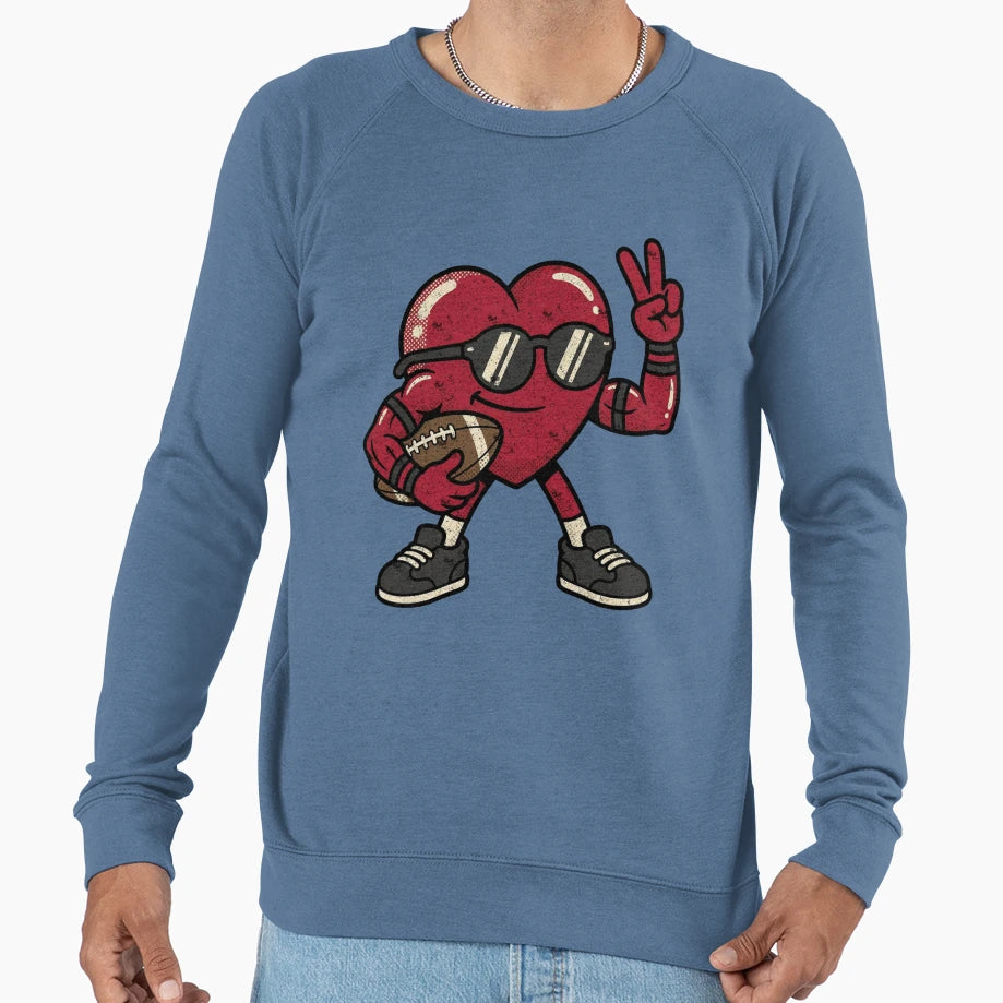 Heart Playing Football Valentine Sweatshirt - Novelty Apparel Men Women - T-Shirt, Sweatshirt, Hoodie