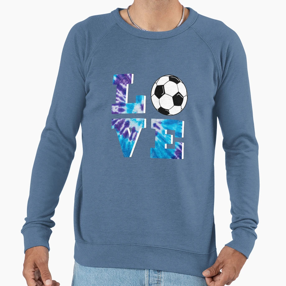 Blue Purple Soccer Love Tie Dye Sweatshirt - Custom Art Print for Adults - T-Shirt, Sweatshirt, Hoodie
