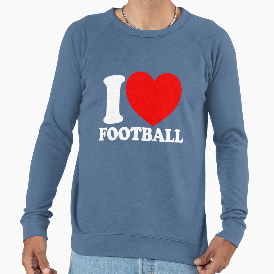 I Love Football Red Heart Football Sweatshirt - Minimalist Print Men Women - T-Shirt, Sweatshirt, Hoodie