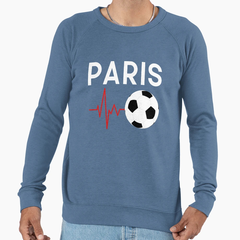 Paris Football Love Heart Beat Ekg Sweatshirt - Custom Art Print Unisex - T-Shirt, Sweatshirt, Hoodie