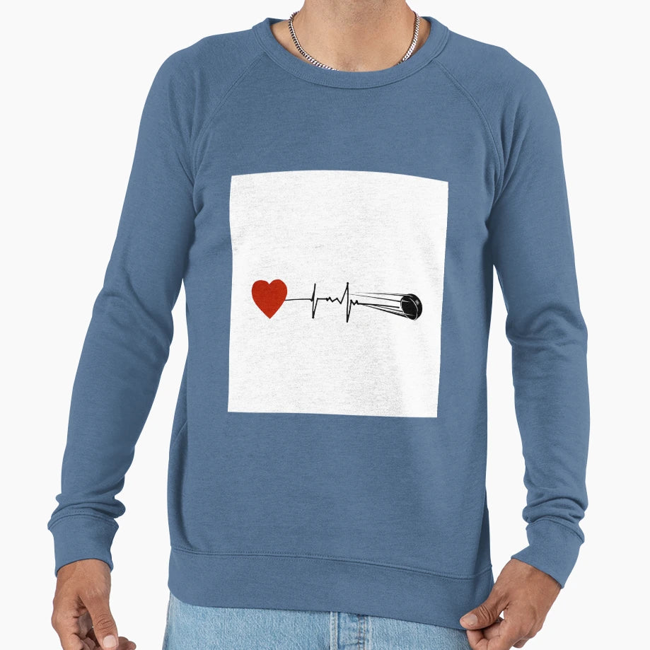 Hockey Heartbeat Sweatshirt - Trendy Graphic Unisex - T-Shirt, Sweatshirt, Hoodie