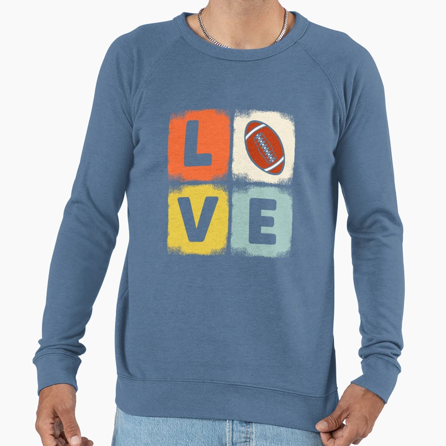 Football Love Block Sweatshirt - Aesthetic Graphic for Adults - T-Shirt, Sweatshirt, Hoodie