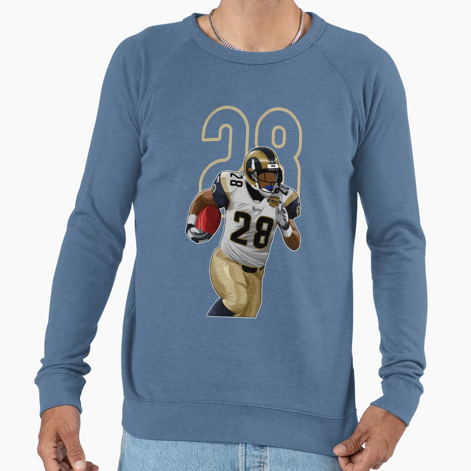Marshall Faulk St Louis 28 Number Sweatshirt - Novelty Apparel Unisex - T-Shirt, Sweatshirt, Hoodie