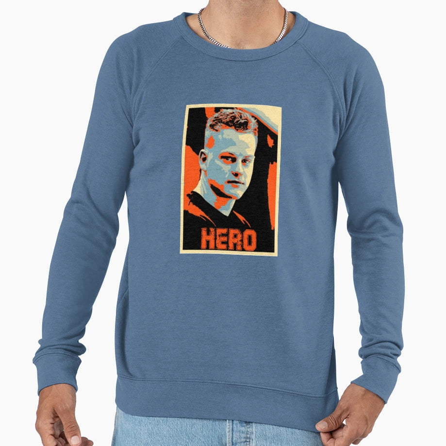 Joe Burrrow Hero Sweatshirt - Graphic Print Men Women - T-Shirt, Sweatshirt, Hoodie