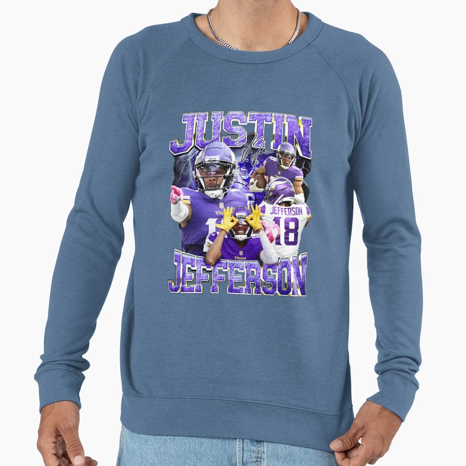 Justins Jeffersons Football Player Sweatshirt - Novelty Apparel Men Women - T-Shirt, Sweatshirt, Hoodie