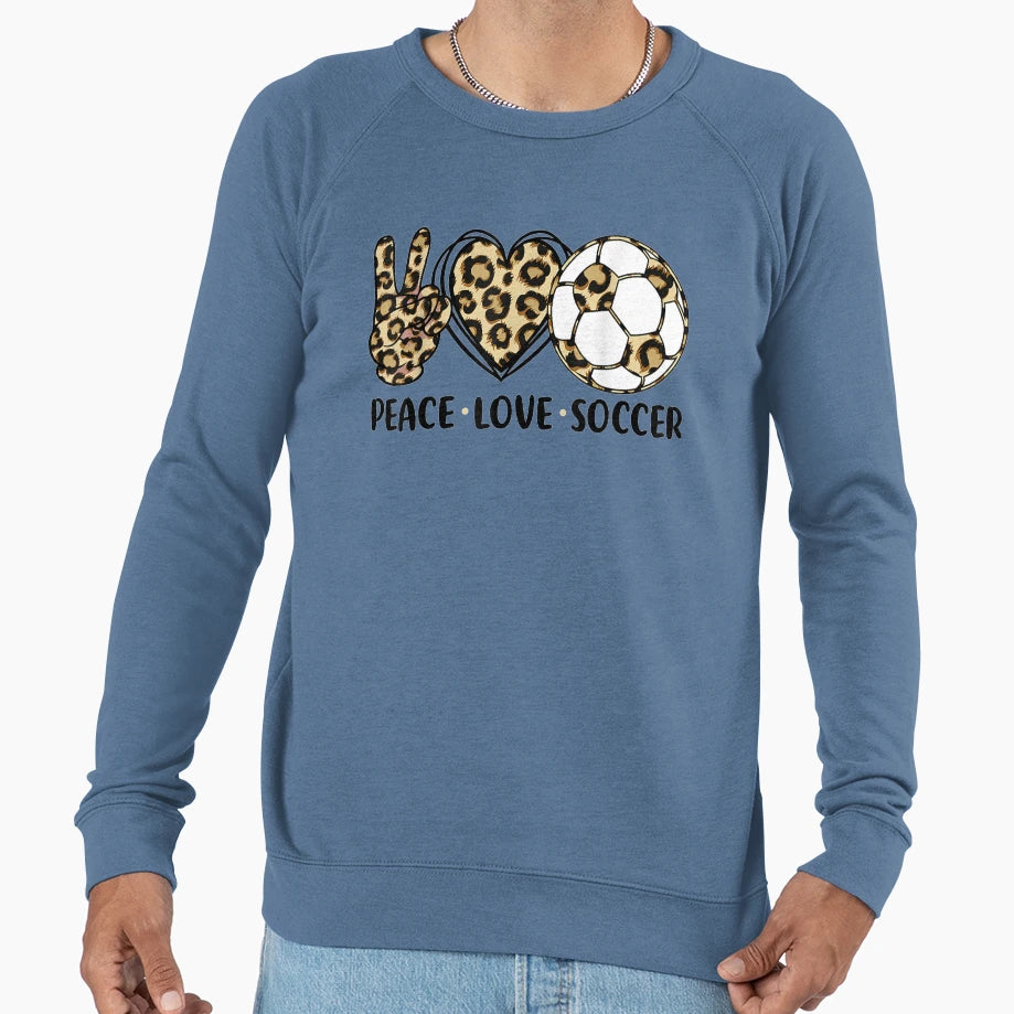 Leopard Peace Love Soccer Shirts Teen T-Shirt - Minimalist Print for Adults - T-Shirt, Sweatshirt, Hoodie