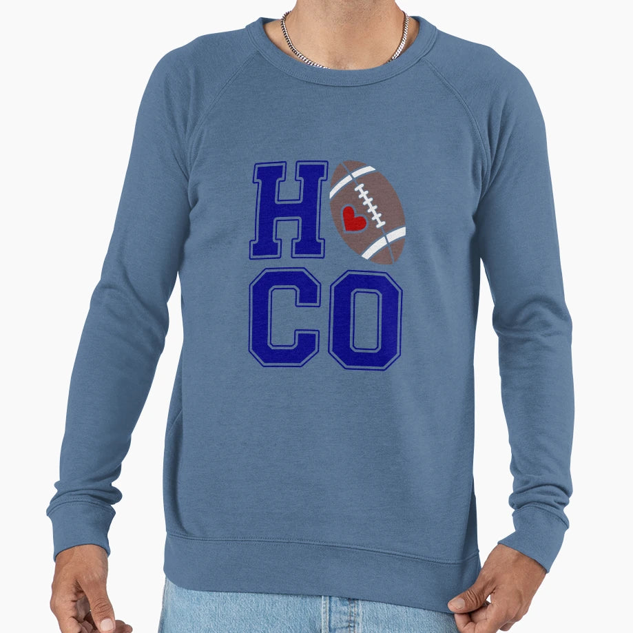 Hoco Football Heart Varsity Spirit Sweatshirt - Minimalist Print Men Women - T-Shirt, Sweatshirt, Hoodie