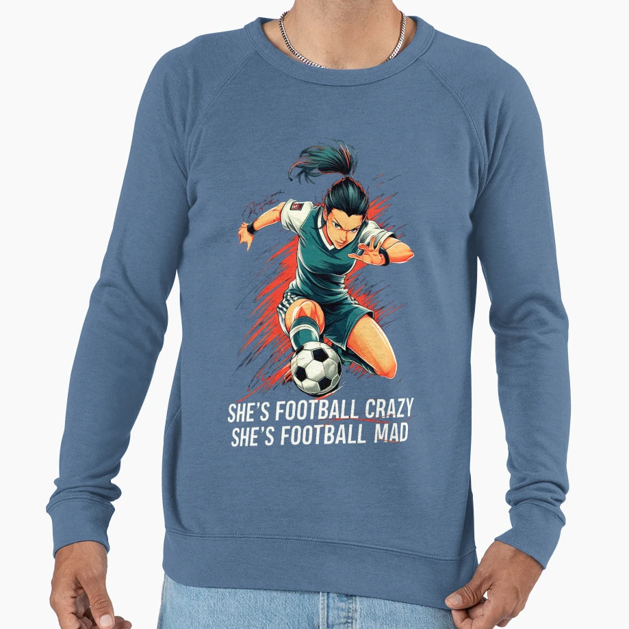 Shes Football Crazy Anime Soccer T-Shirt - Unique Graphic for Adults - T-Shirt, Sweatshirt, Hoodie