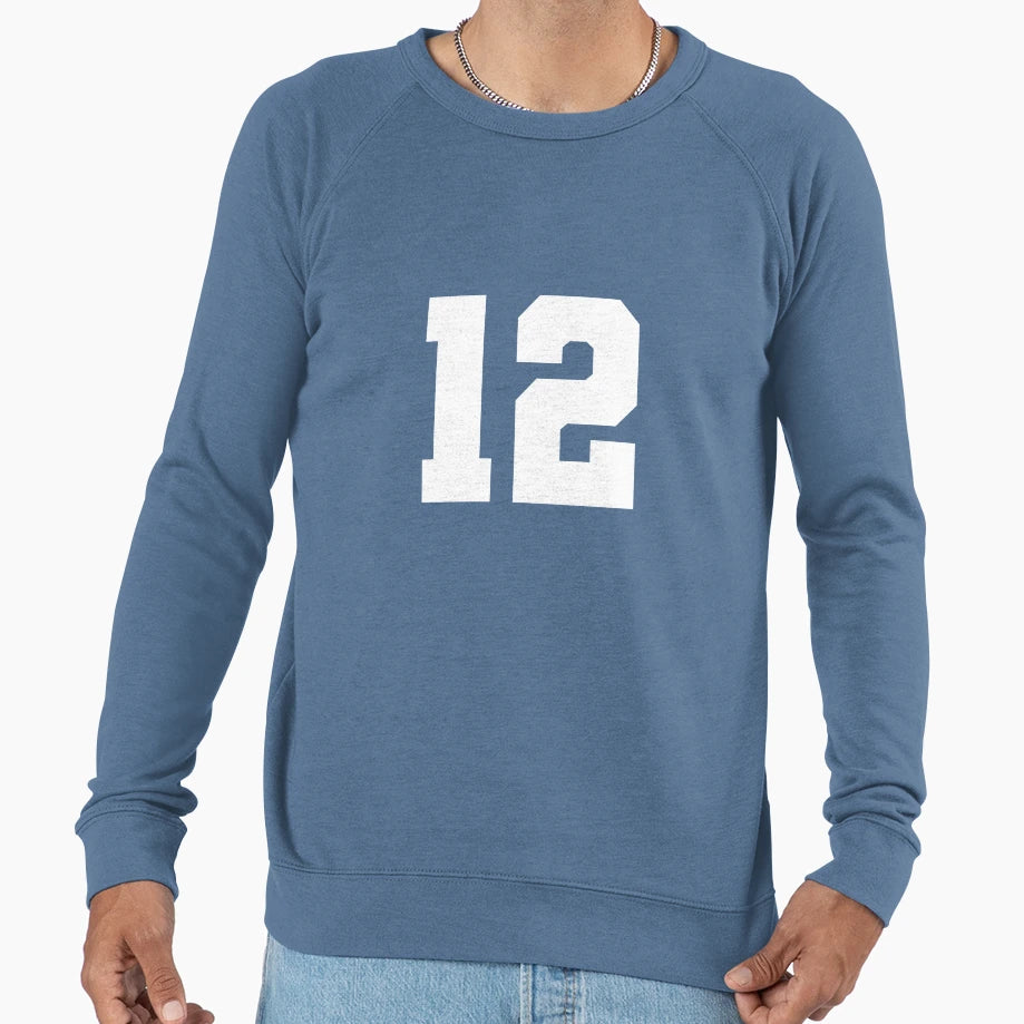 12 Twelve White Soccer League Sweatshirt - Custom Art Print Men Women - T-Shirt, Sweatshirt, Hoodie